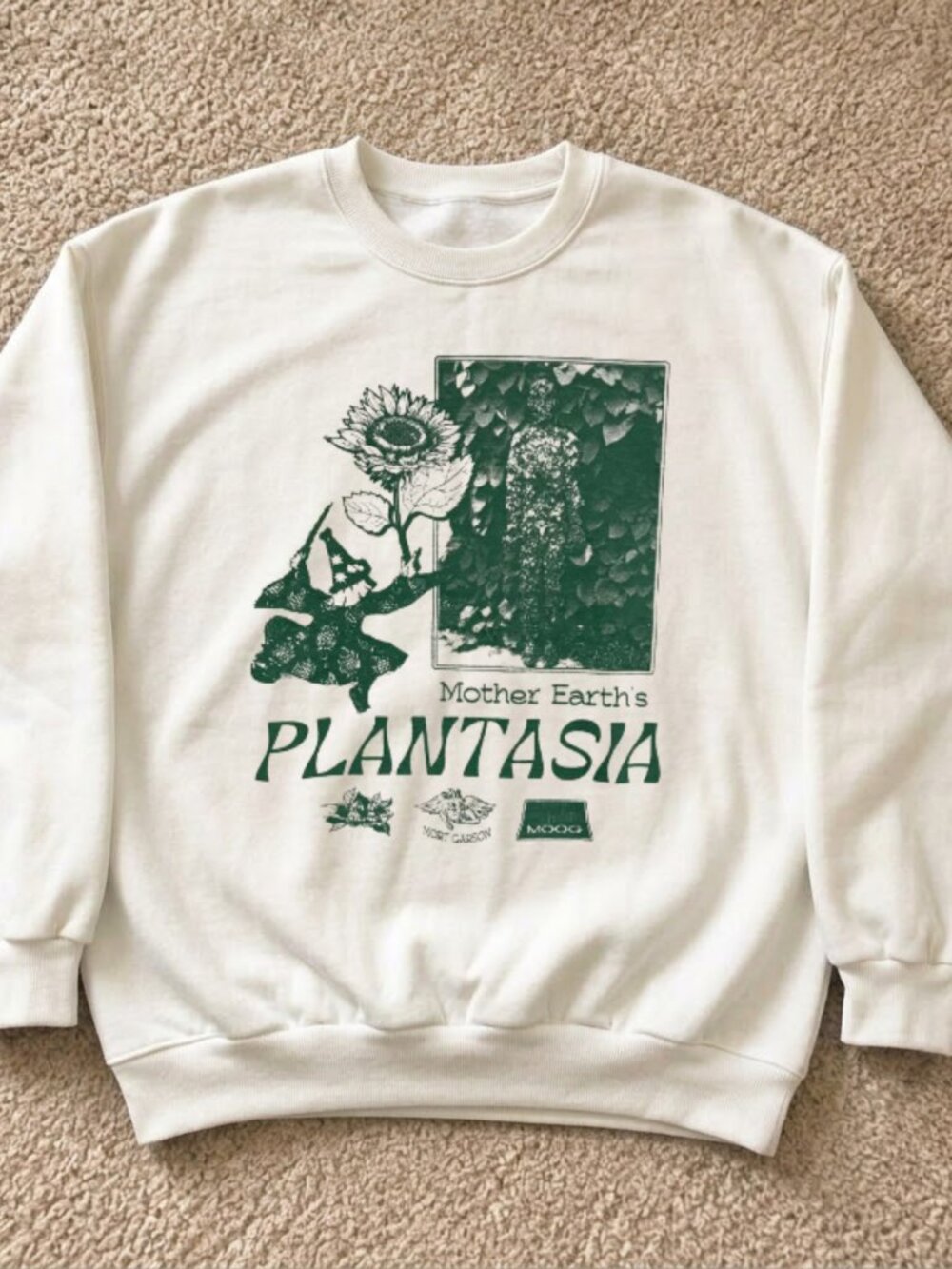 Gildan Mother Earth's Plantasia Mort Garson Cream Crewneck Sweatshirt